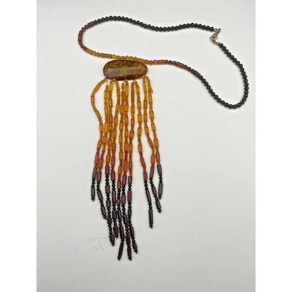 Unbranded Jewelry - Statement Necklace Baltic Amber Honey to Cognac Beads Boho 16" + 7" Drop  LOOK